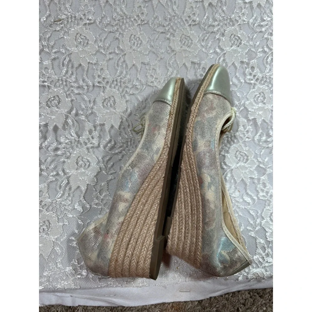 Karen Scott  Floral Espadrille Wedge Pumps Ballet Coquette Preppy Costal Garden